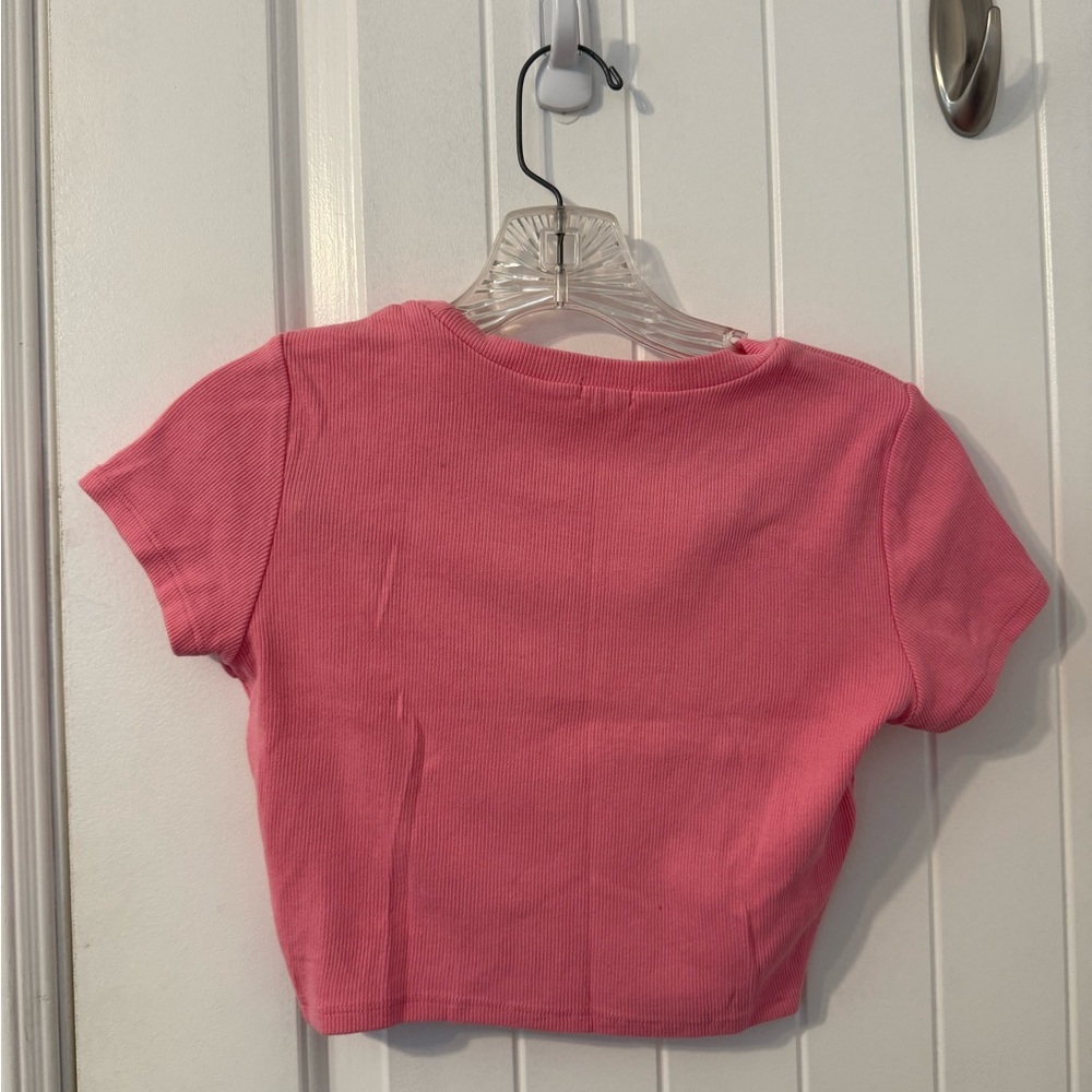 Pink Ribbed Crop Top - Picture 2 of 2